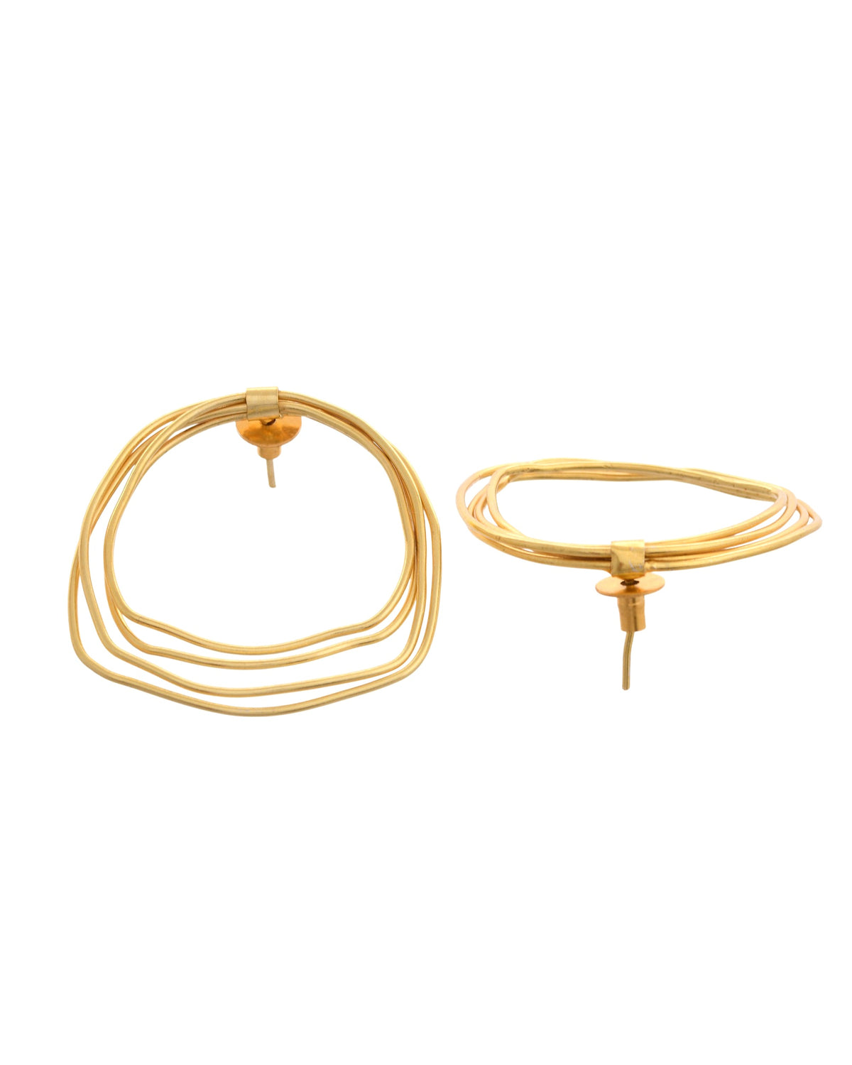 VOJ Gold Polished Anti Tarnished Multi Wired Studs Earrings | Grocsy