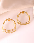 VOJ Gold Polished Anti Tarnished Multi Wired Studs Earrings | Grocsy