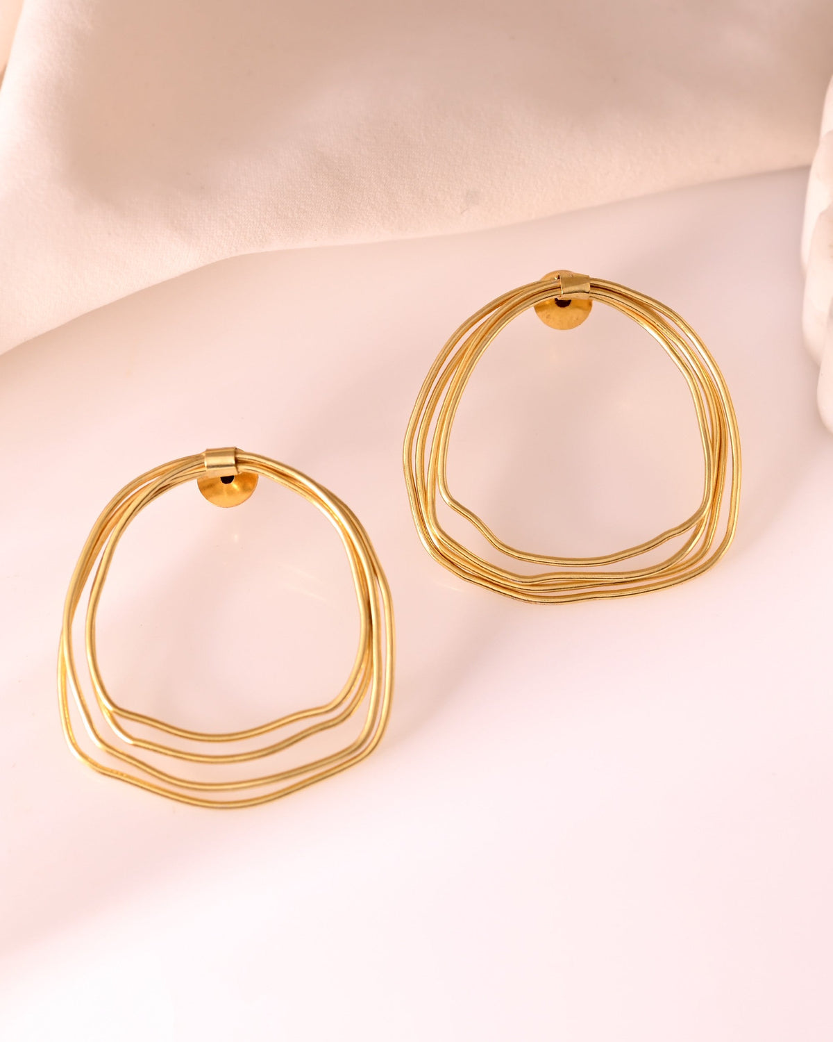 VOJ Gold Polished Anti Tarnished Multi Wired Studs Earrings | Grocsy