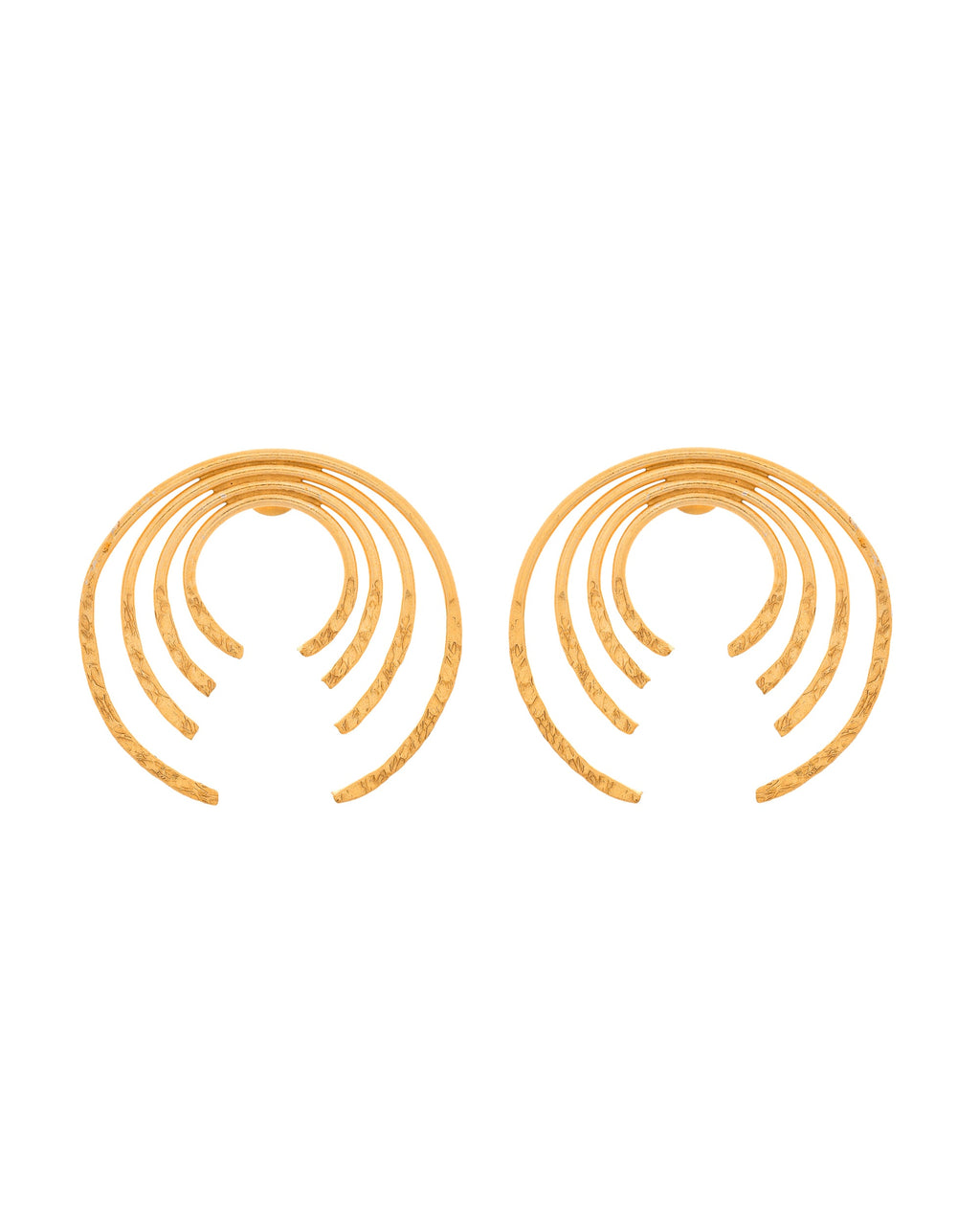 VOJ Gold Polished Anti Tarnished Semi Circle Studs Earrings | Grocsy