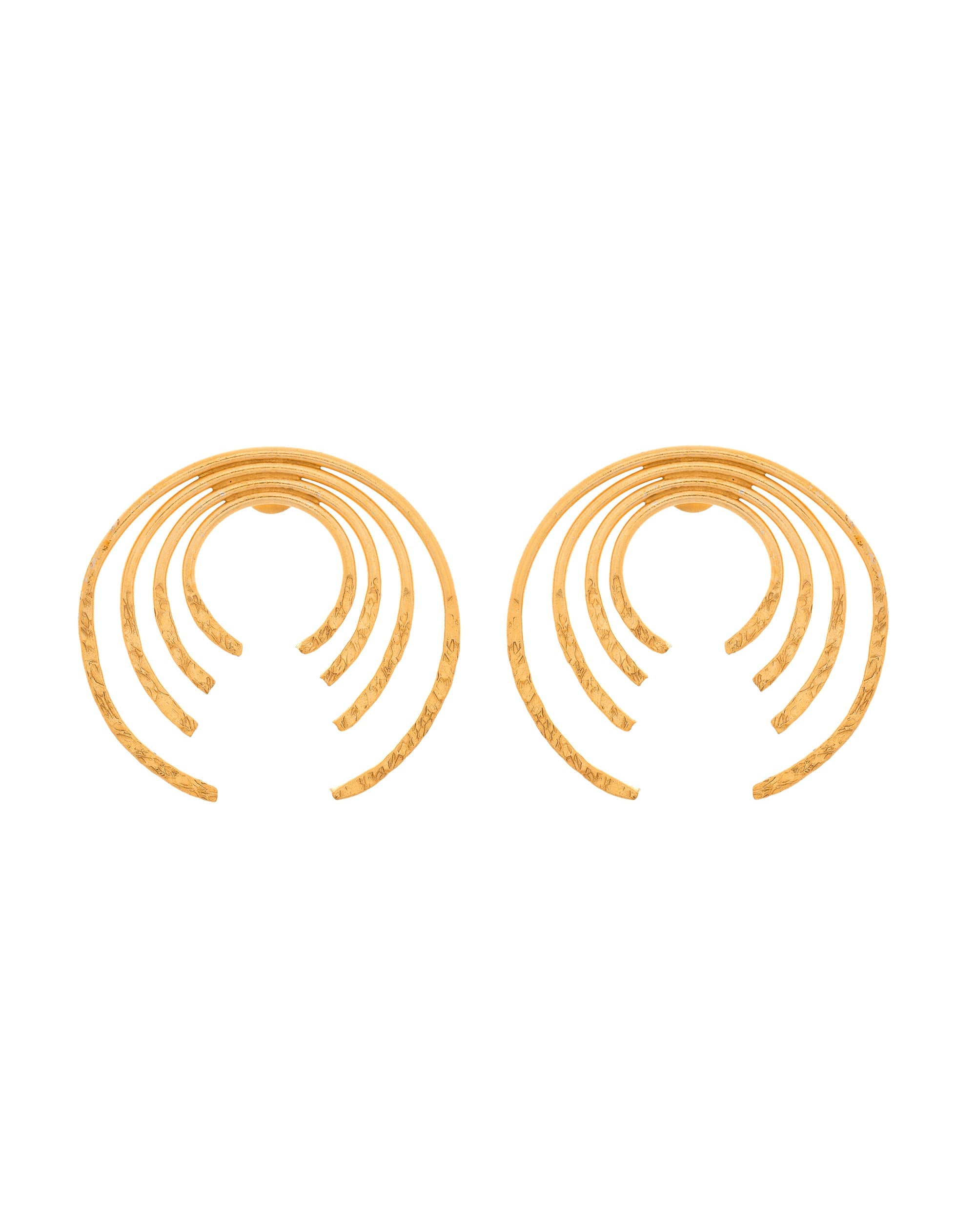 VOJ Gold Polished Anti Tarnished Semi Circle Studs Earrings | Grocsy
