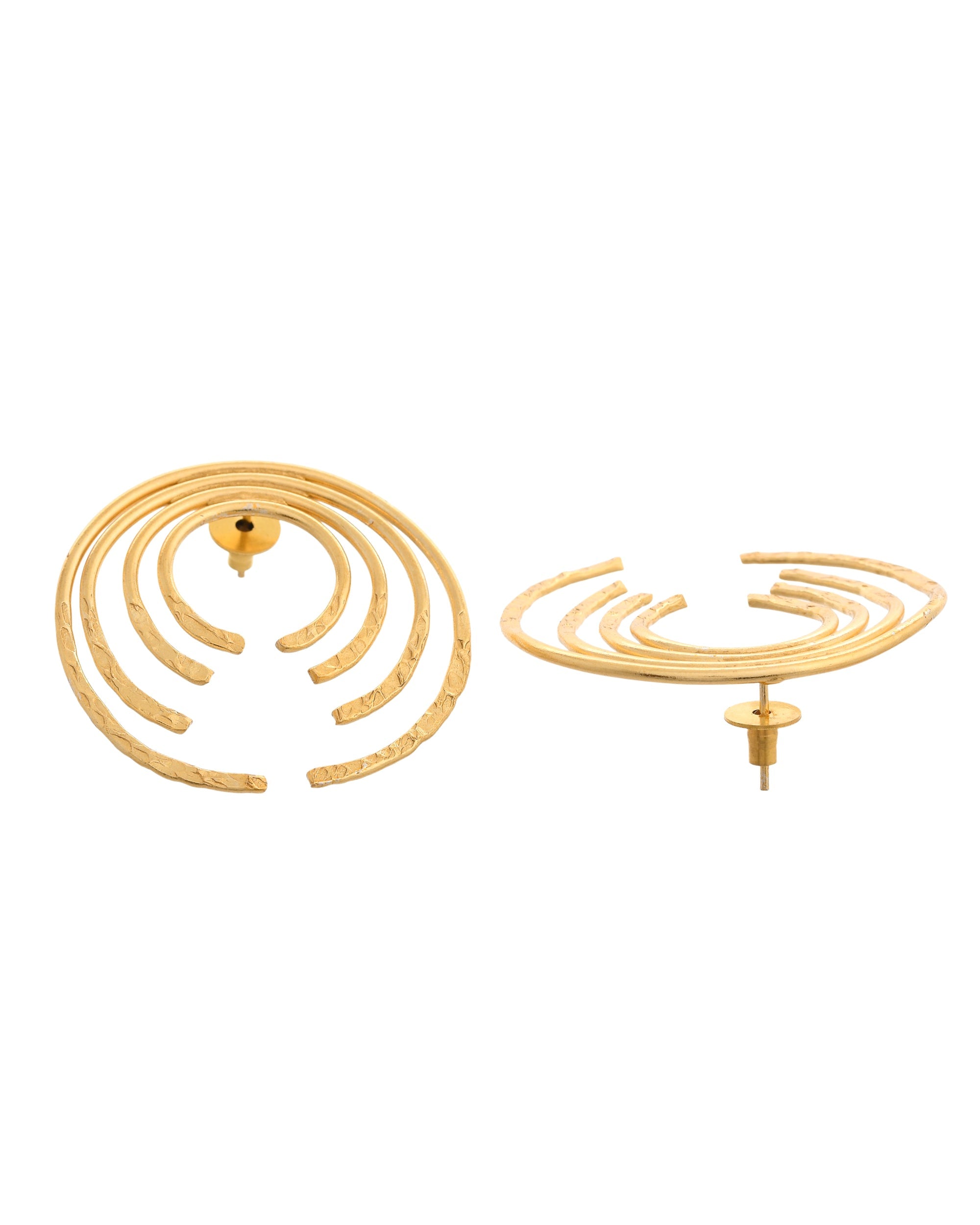 VOJ Gold Polished Anti Tarnished Semi Circle Studs Earrings | Grocsy