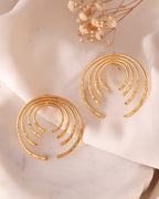 VOJ Gold Polished Anti Tarnished Semi Circle Studs Earrings | Grocsy