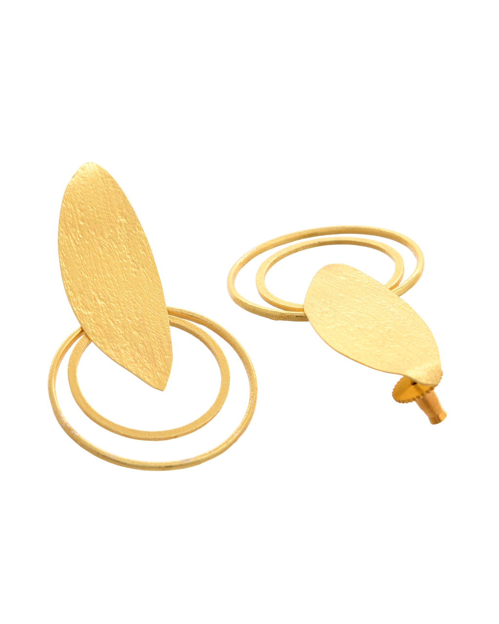 VOJ Gold Polished Stainless Steel Designer Anti Tarnished Earrings | Grocsy