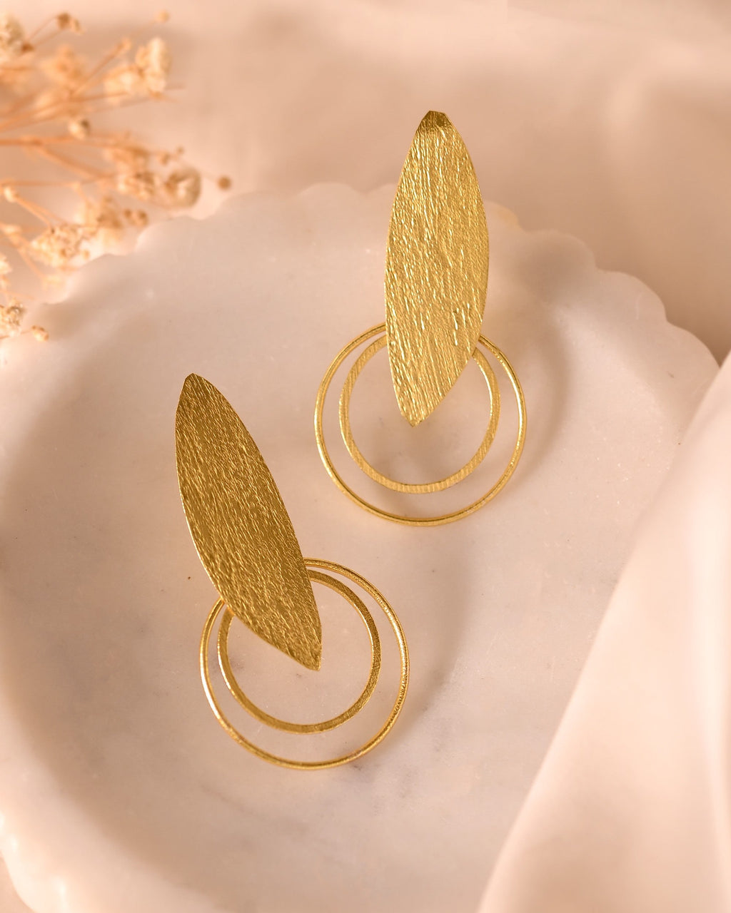 VOJ Gold Polished Stainless Steel Designer Anti Tarnished Earrings | Grocsy