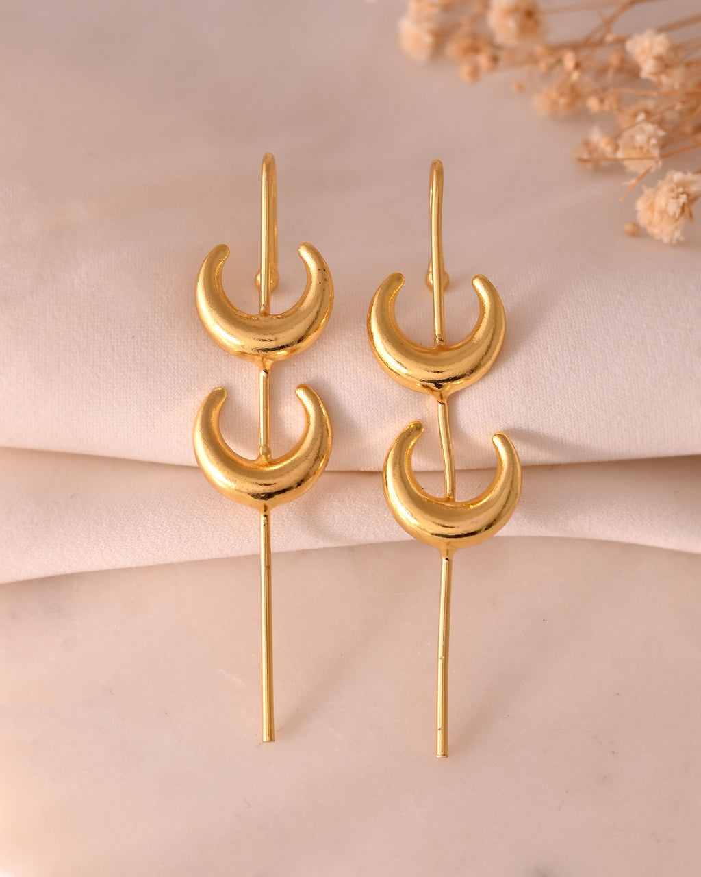 VOJ Gold Polished Moon Shaped Anti Tarnish Ear Cuff | Grocsy