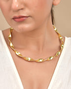 VOJ Gold Polished Anti Tarnished Twisted Hasli Necklace | Grocsy