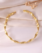 VOJ Gold Polished Anti Tarnished Twisted Hasli Necklace | Grocsy