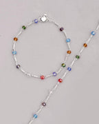 VOJ Set of 2 Silver Plated Multicolor Beads Anklets | Grocsy