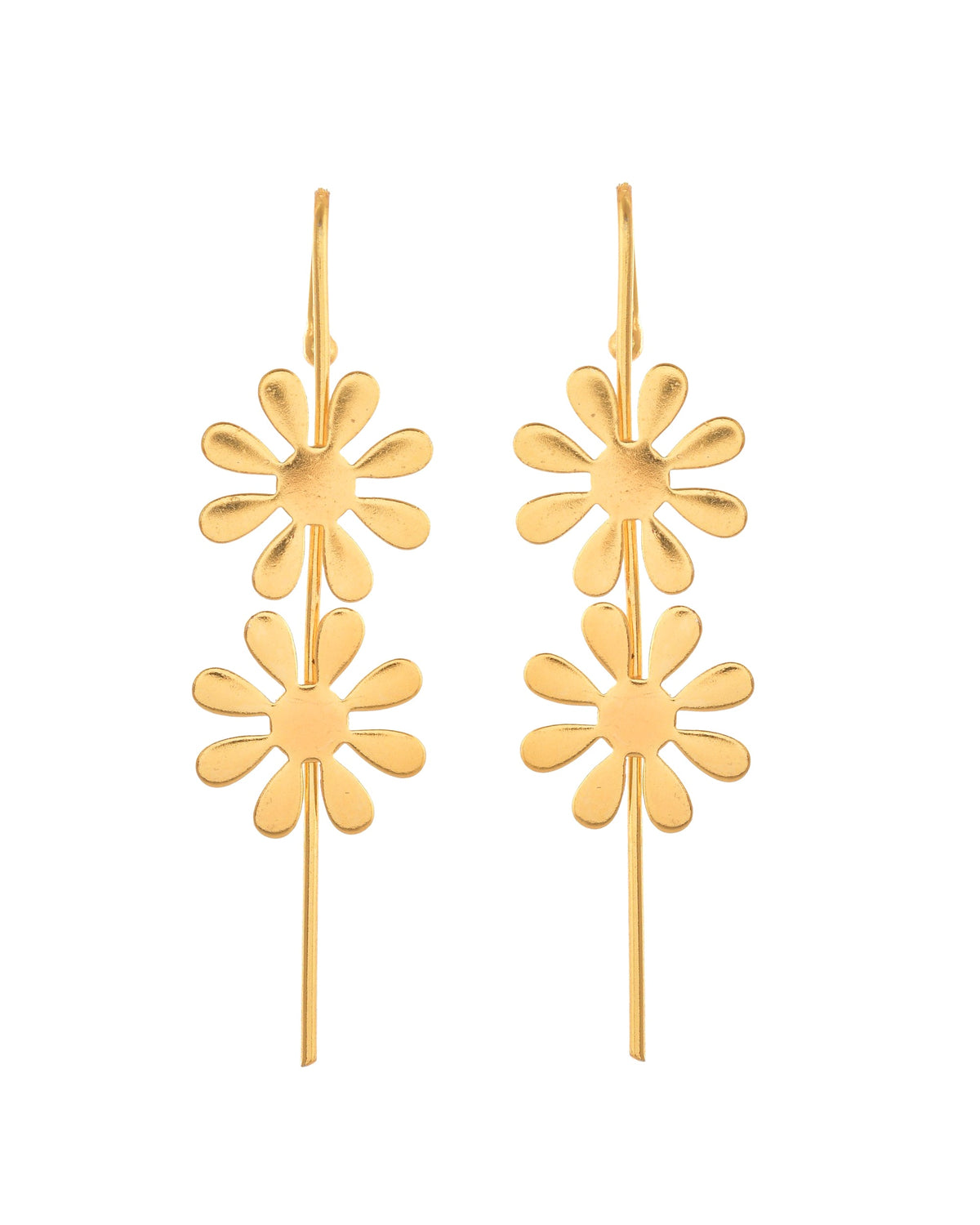 VOJ Gold Polished Floral Shaped Anti Tarnished Ear Cuff | Grocsy