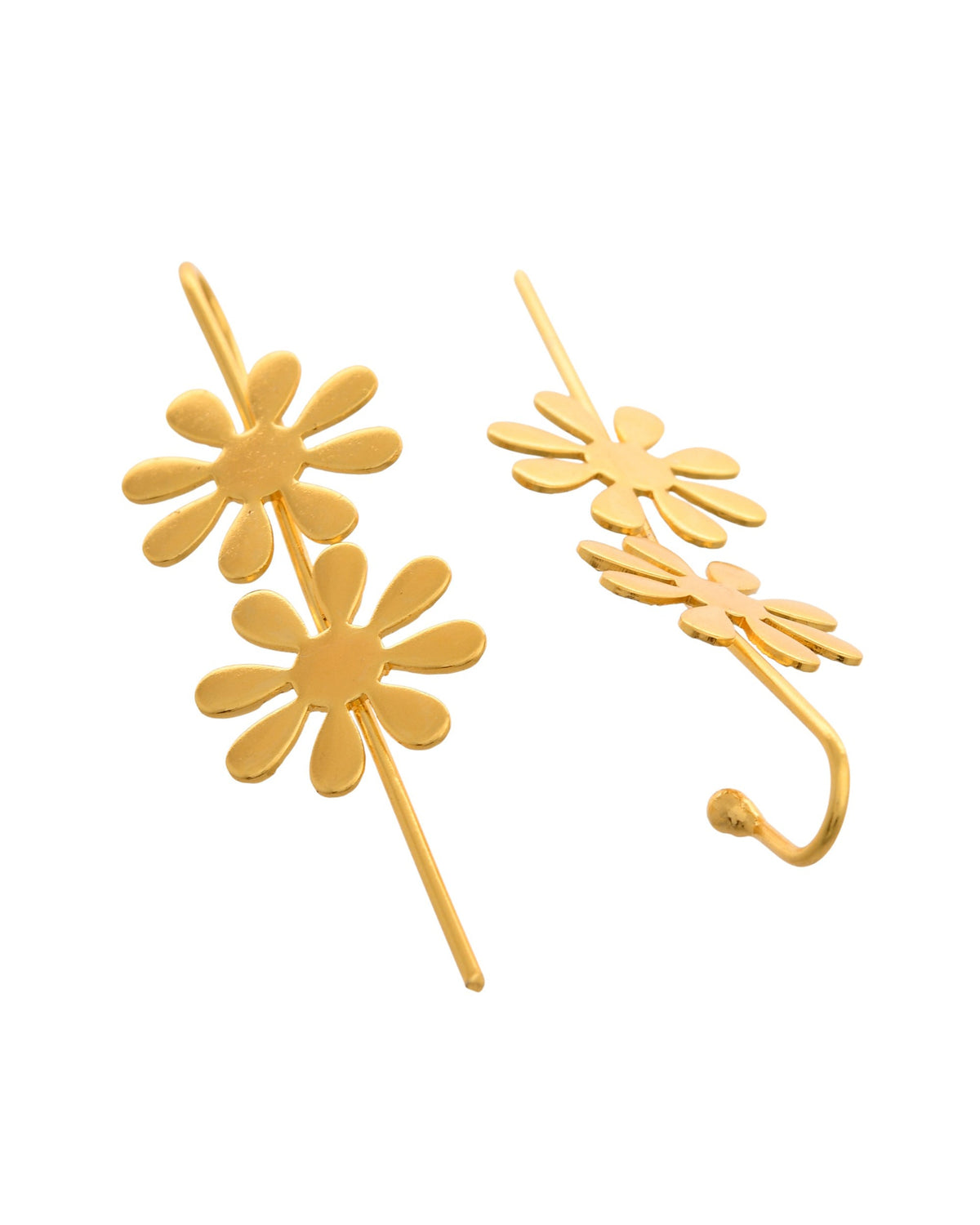 VOJ Gold Polished Floral Shaped Anti Tarnished Ear Cuff | Grocsy