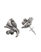 VOJ Silver Plated Oxidized Parrot Shaped Studs Earrings | Grocsy