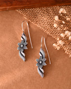 VOJ Silver Plated Floral Shaped Drop Earrings | Grocsy