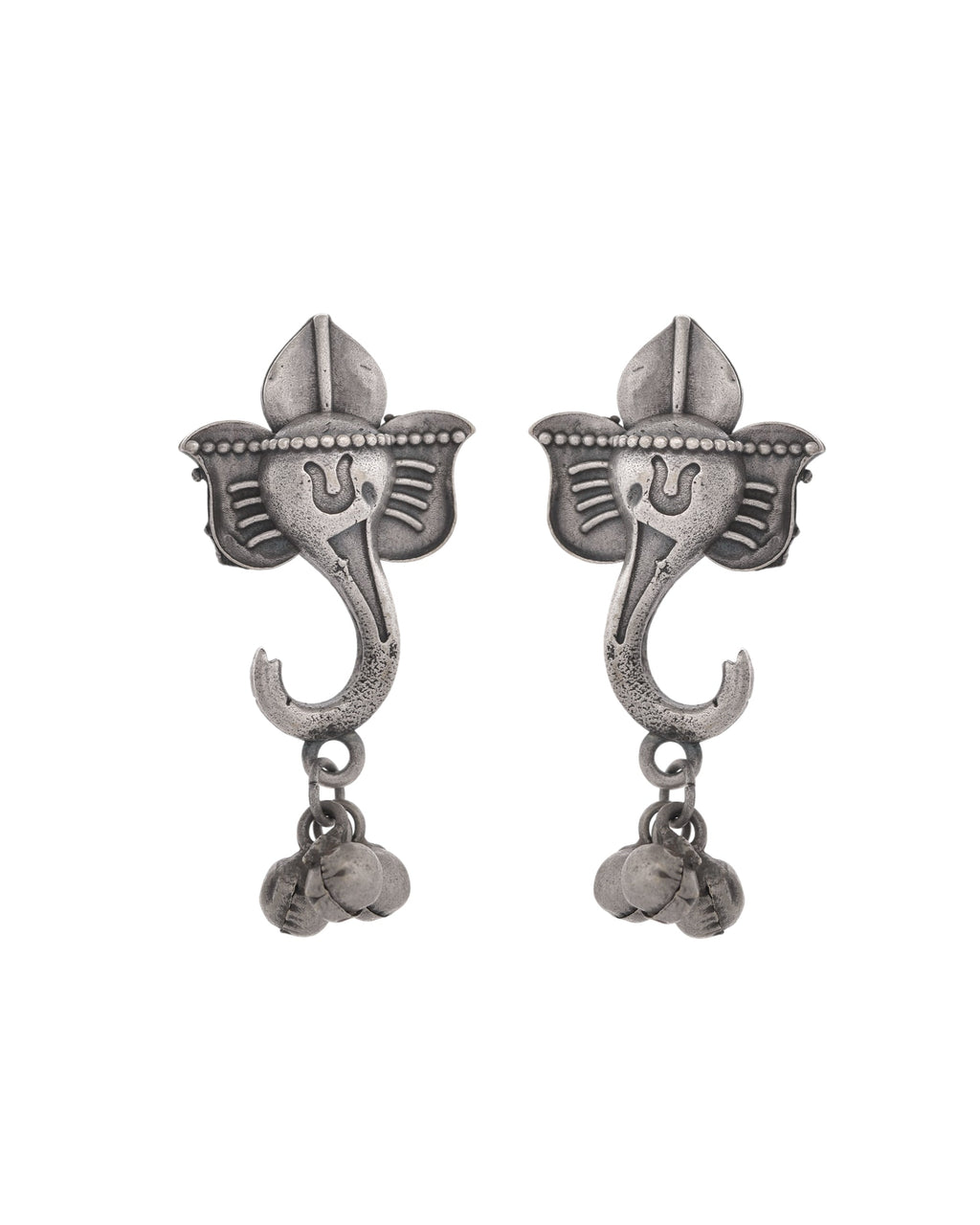 VOJ Silver Toned Designer Temple Earrings | Grocsy