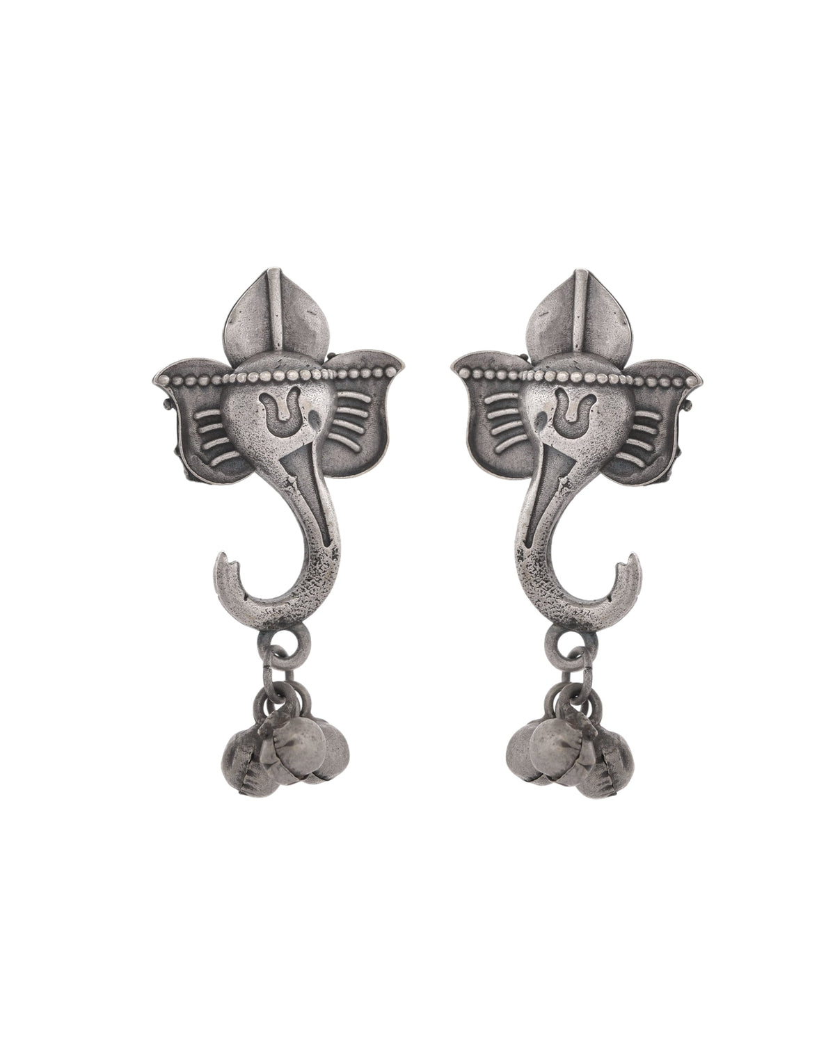 VOJ Silver Toned Designer Temple Earrings | Grocsy