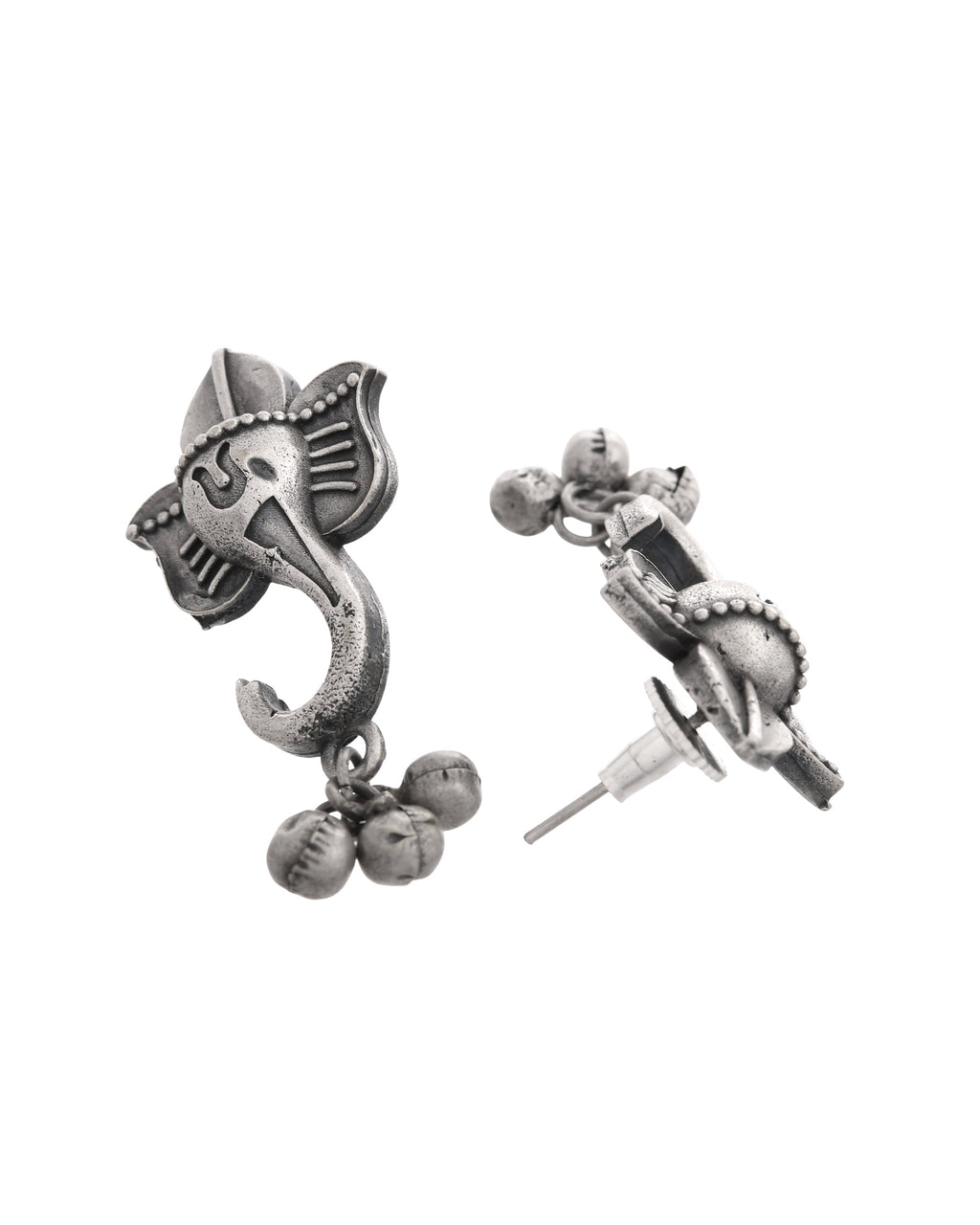 VOJ Silver Toned Designer Temple Earrings | Grocsy