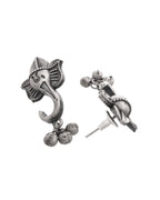 VOJ Silver Toned Designer Temple Earrings | Grocsy