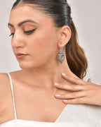 VOJ Silver Toned Designer Drop Earrings | Grocsy