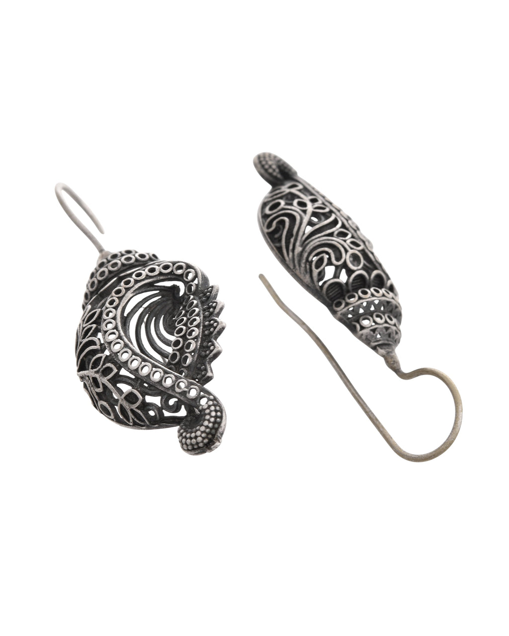 VOJ Silver Toned Designer Drop Earrings | Grocsy