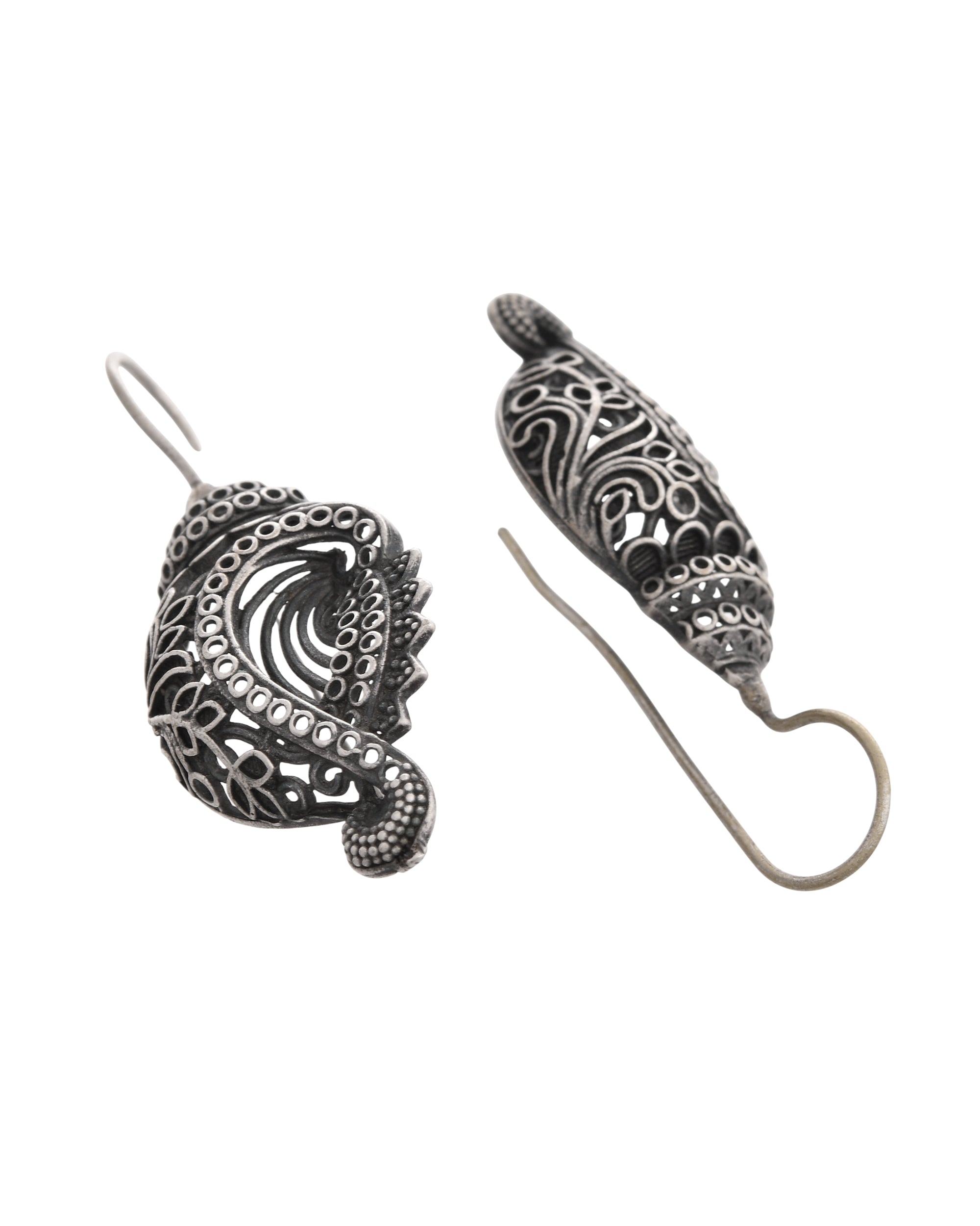 VOJ Silver Toned Designer Drop Earrings | Grocsy