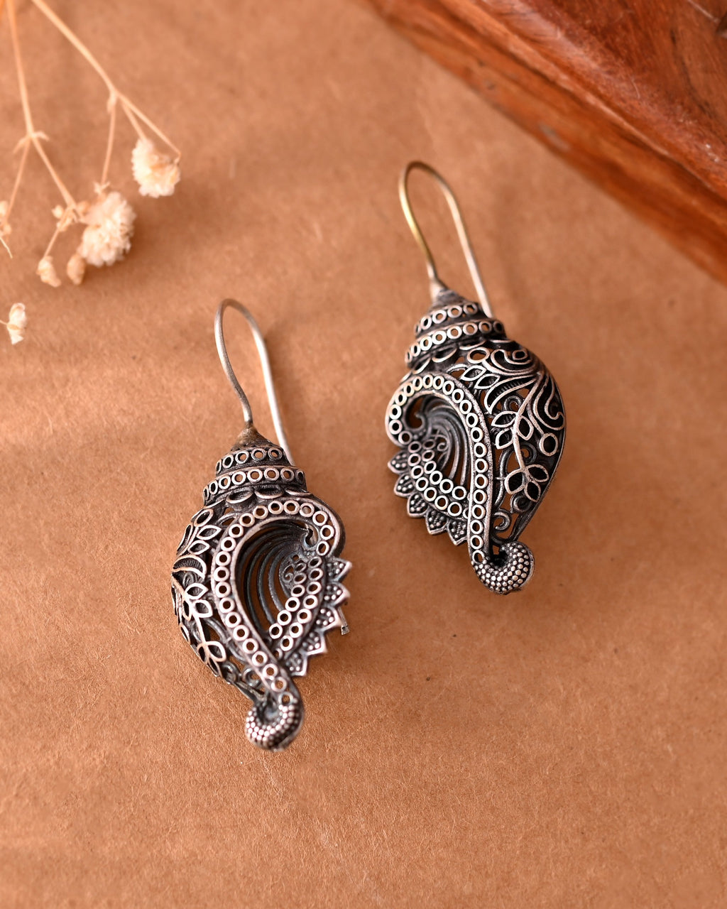 VOJ Silver Toned Designer Drop Earrings | Grocsy