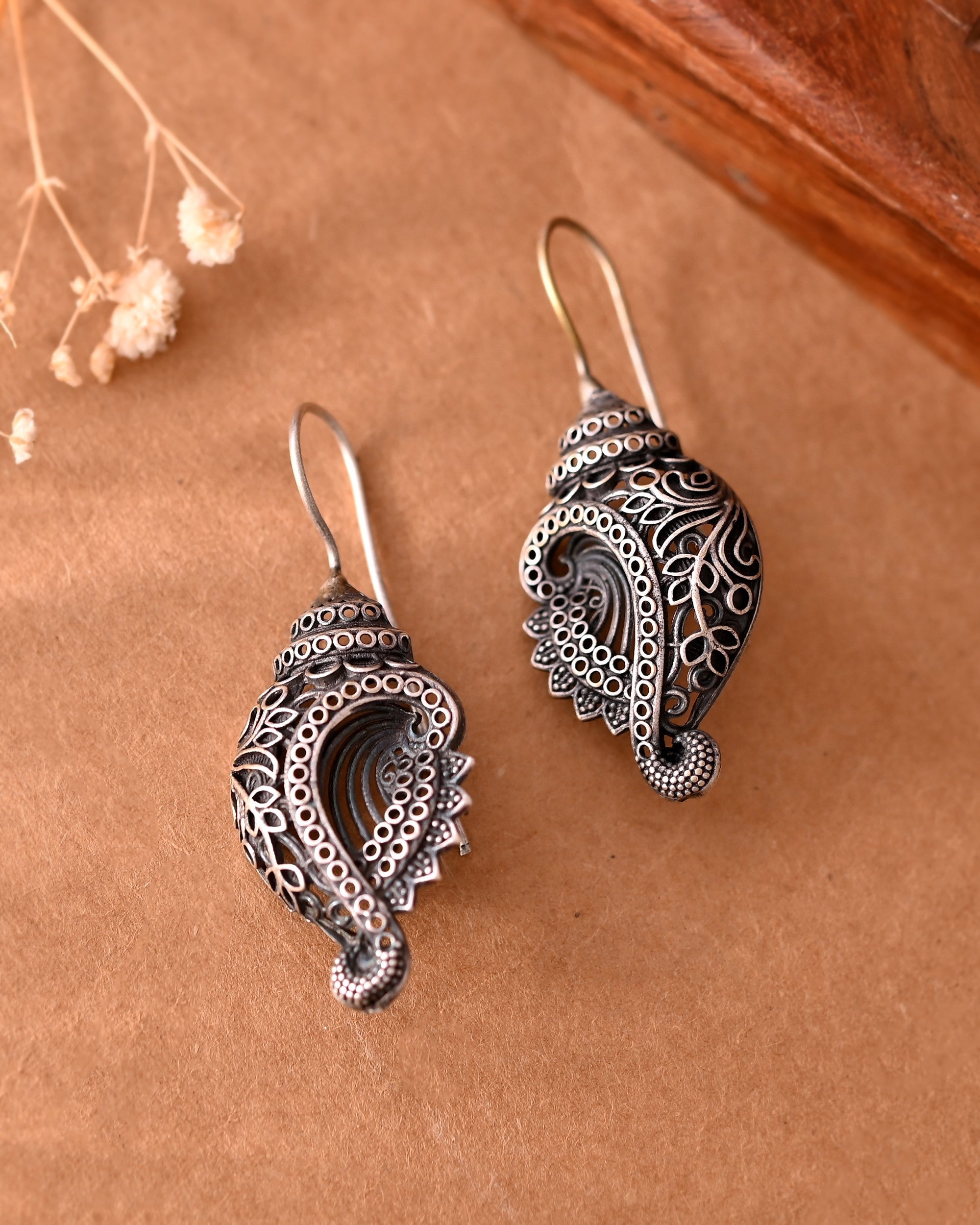 VOJ Silver Toned Designer Drop Earrings | Grocsy