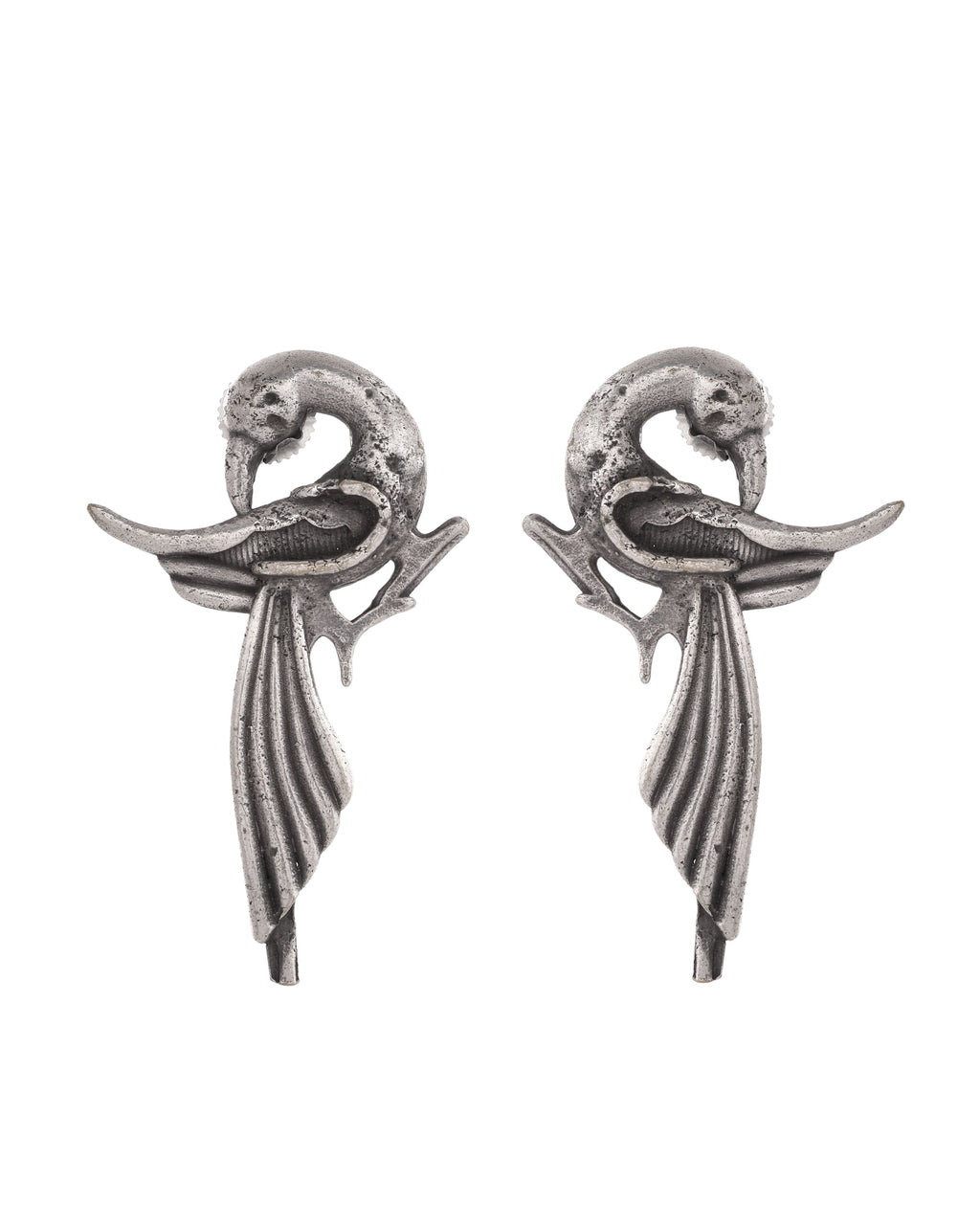 VOJ Silver Plated Bird Shaped Designer Studs Earrings | Grocsy
