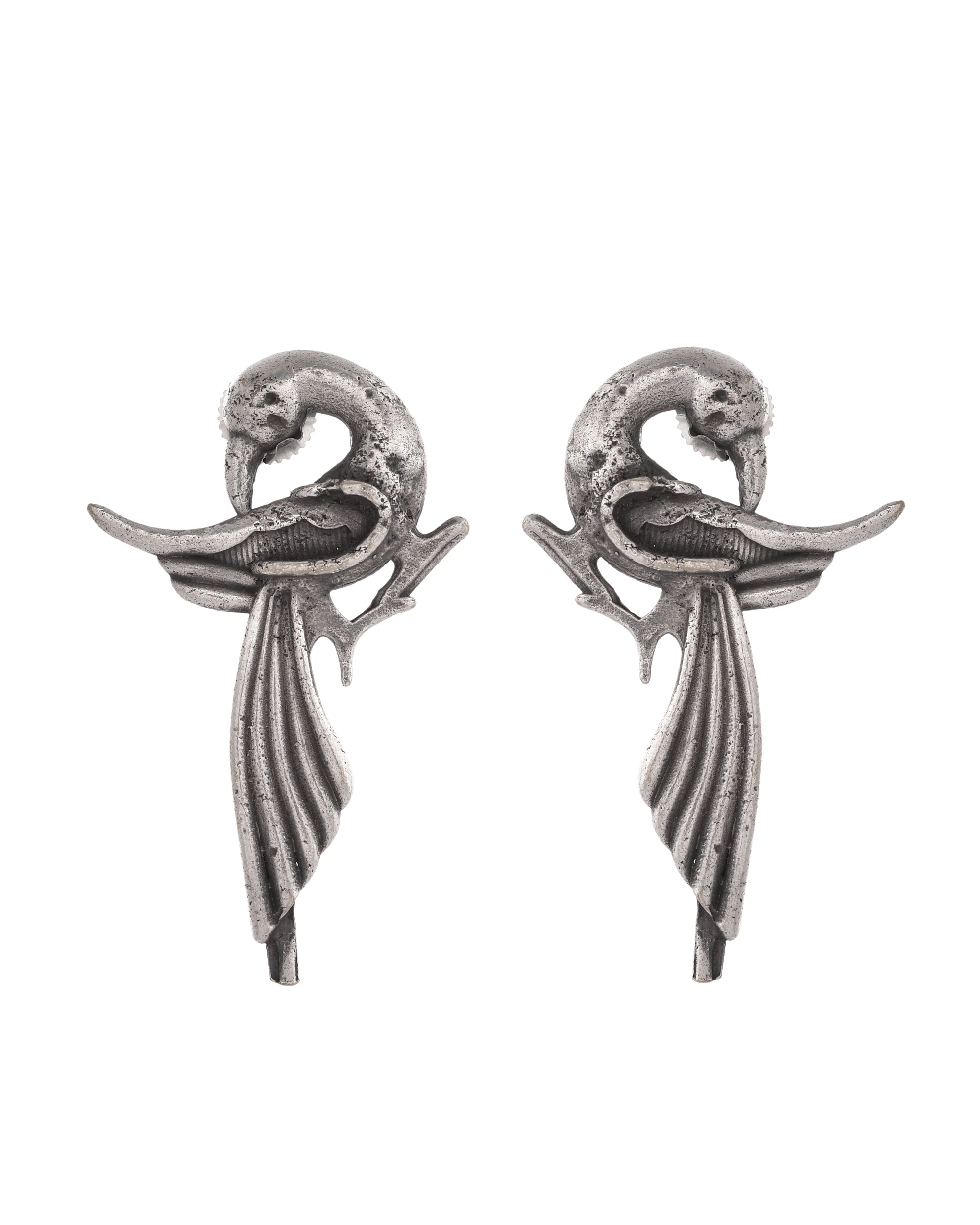VOJ Silver Plated Bird Shaped Designer Studs Earrings | Grocsy