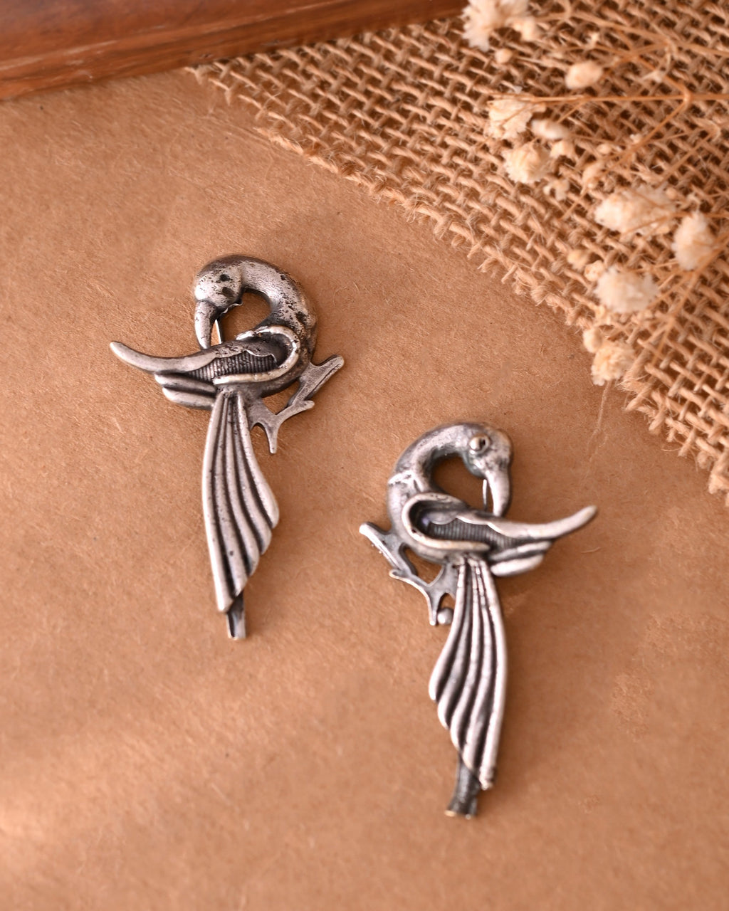 VOJ Silver Plated Bird Shaped Designer Studs Earrings | Grocsy