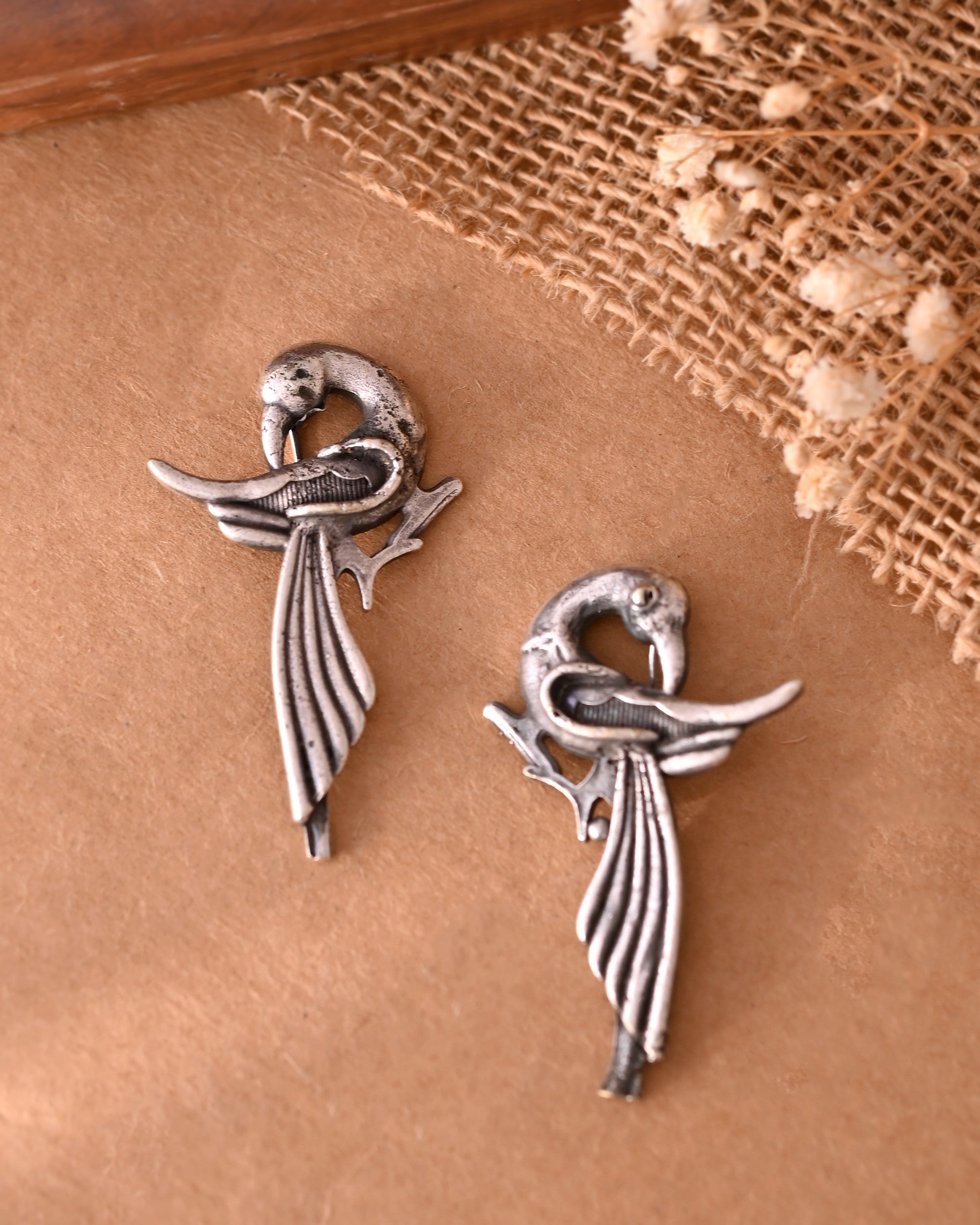 VOJ Silver Plated Bird Shaped Designer Studs Earrings | Grocsy