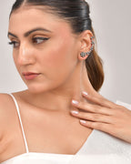 VOJ Silver Toned Floral Designer Ear Cuff | Grocsy