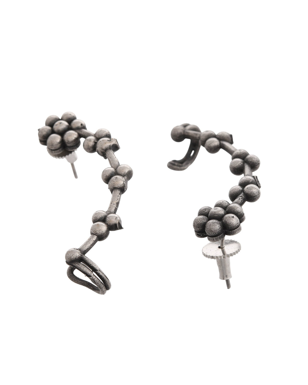 VOJ Silver Toned Floral Designer Ear Cuff | Grocsy