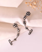 VOJ Silver Toned Floral Designer Ear Cuff | Grocsy