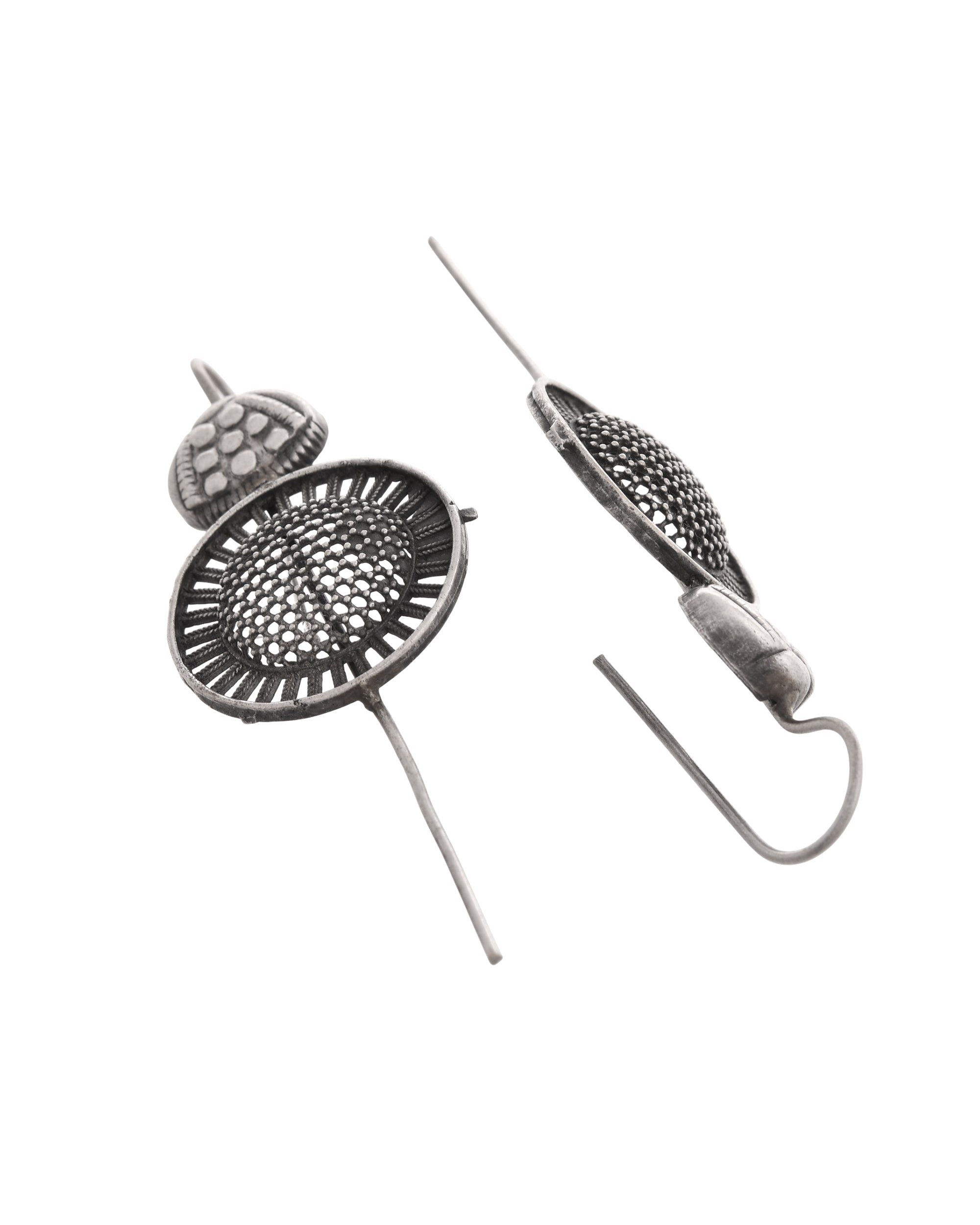 VOJ Silver Plated Circular Shaped Ear Cuff | Grocsy