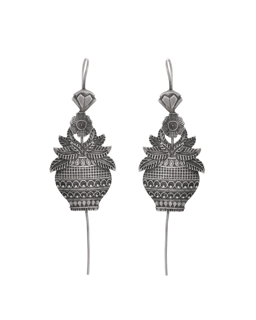 VOJ Silver Toned Designer Floral Shaped Ear Cuff | Grocsy