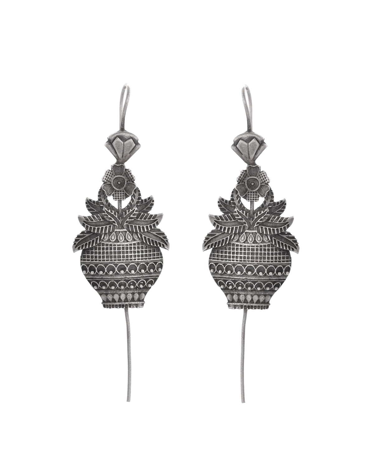 VOJ Silver Toned Designer Floral Shaped Ear Cuff | Grocsy