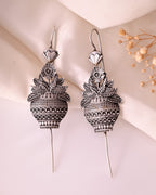 VOJ Silver Toned Designer Floral Shaped Ear Cuff | Grocsy