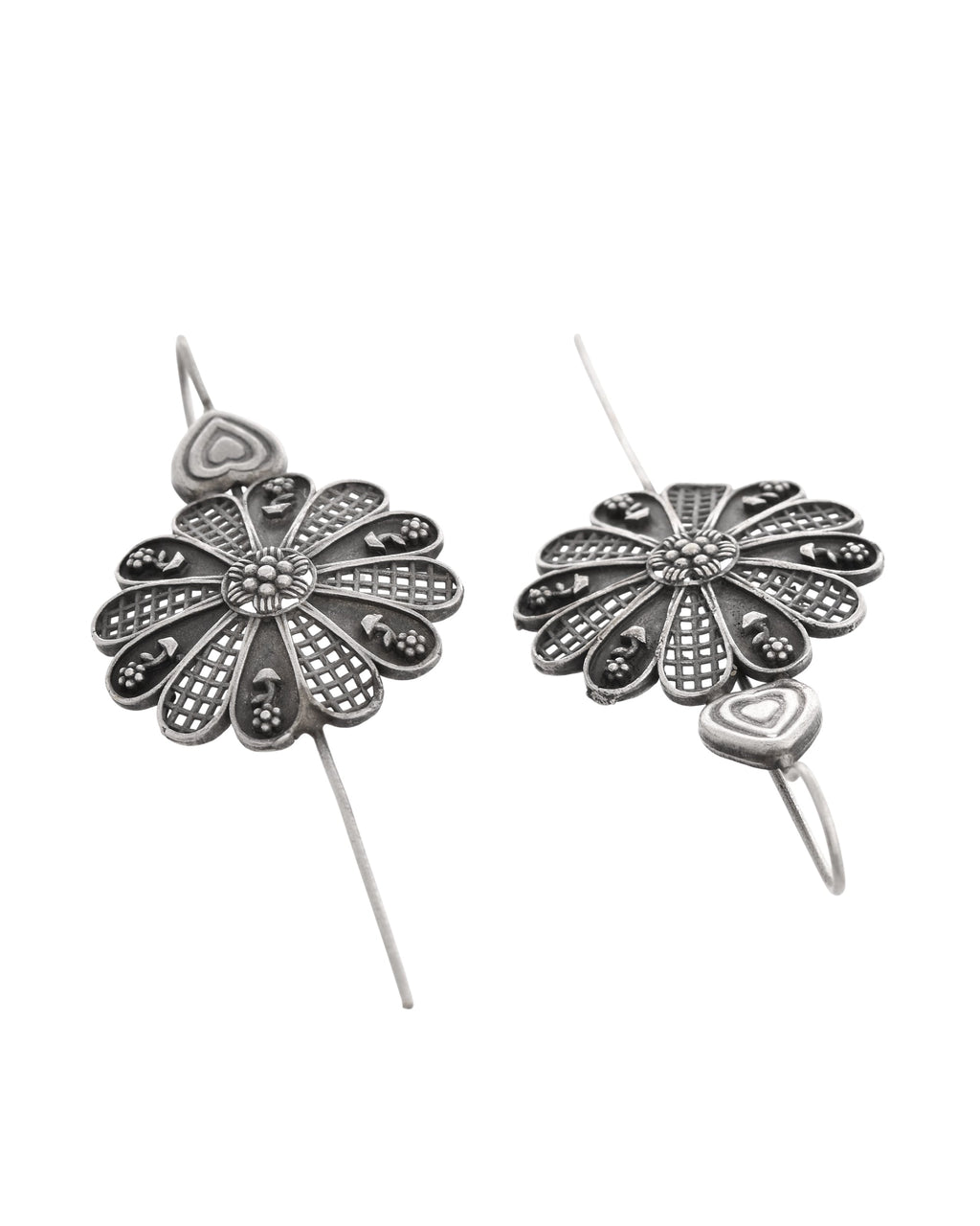 VOJ Silver Plated Flower Shaped Elegant Ear Cuff | Grocsy