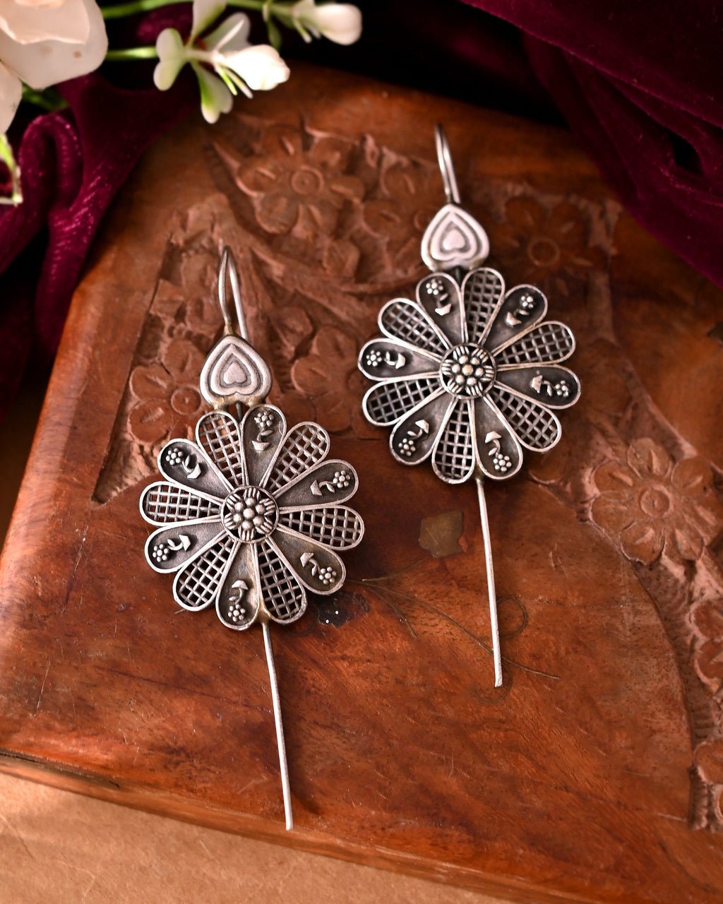 VOJ Silver Plated Flower Shaped Elegant Ear Cuff | Grocsy