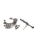 VOJ Silver Plated Dancing Peacock Shaped Studs Earrings | Grocsy