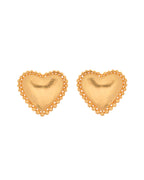 VOJ Gold Polished Heart Shaped Studs Earrings | Grocsy