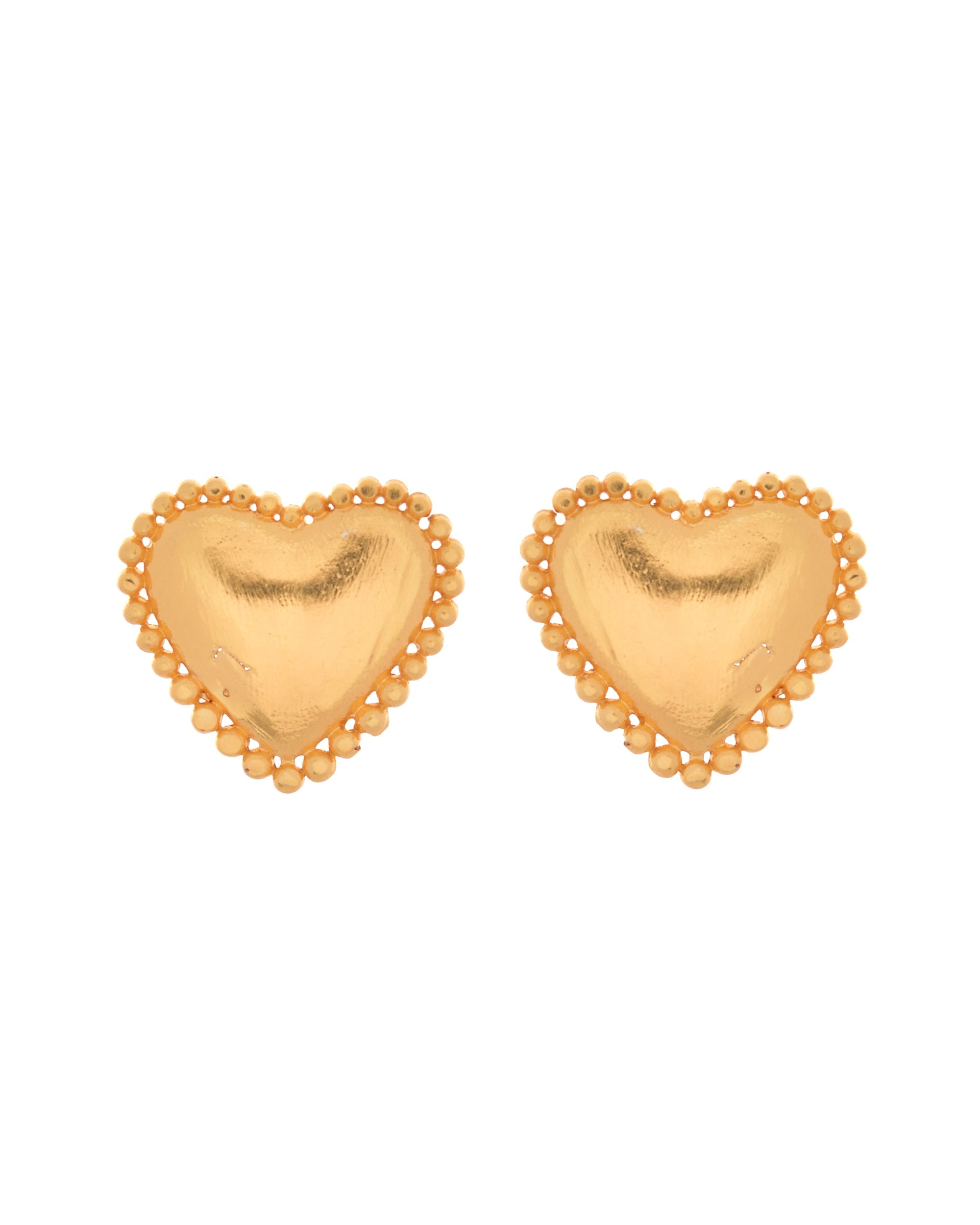 VOJ Gold Polished Heart Shaped Studs Earrings | Grocsy