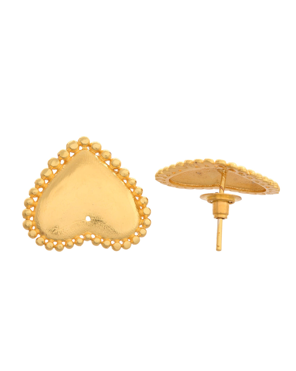 VOJ Gold Polished Heart Shaped Studs Earrings | Grocsy