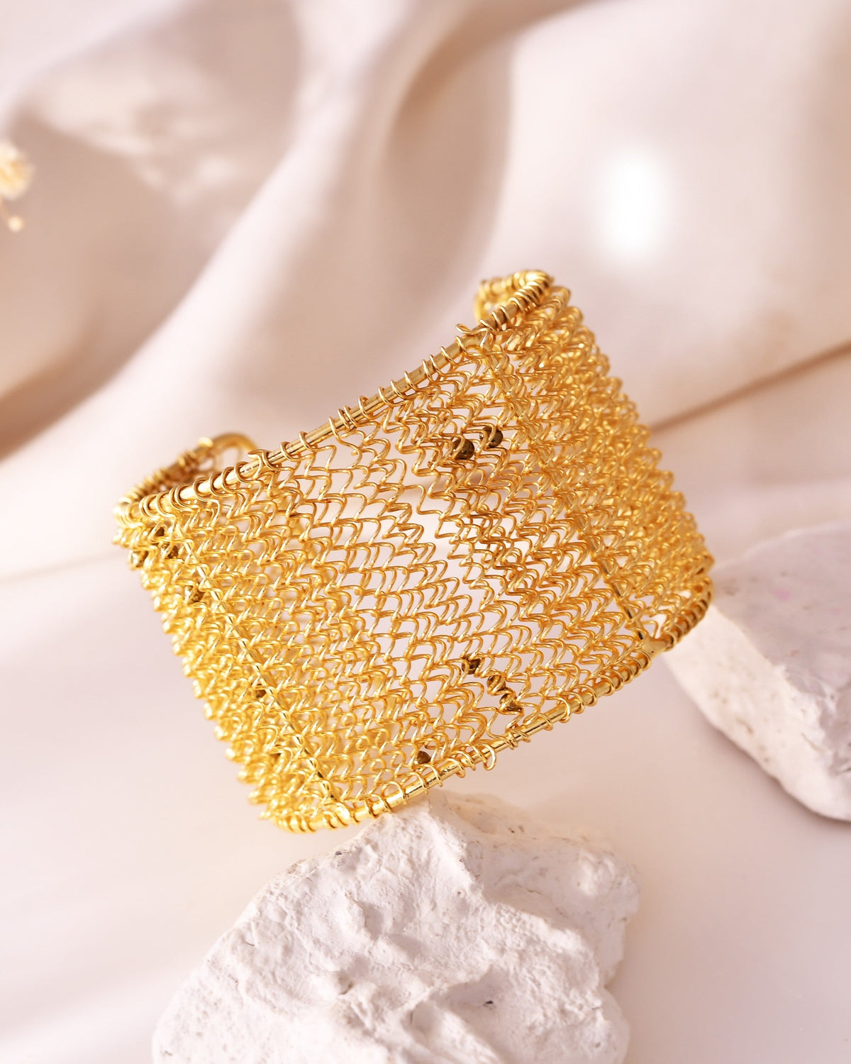 VOJ Gold Polished Anti Tarnished Cuff Bracelet For Women | Grocsy