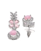 VOJ Silver Plated Baby Pink Floral Ad Jewellery Set | Grocsy