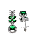 VOJ Silver Plated Green Floral Ad Jewellery Set | Grocsy