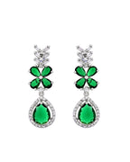 VOJ Silver Plated Green Floral Ad Jewellery Set | Grocsy