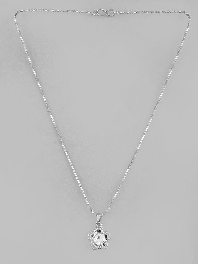 VOJ Silver Plated Flower Pandent Chain | Grocsy