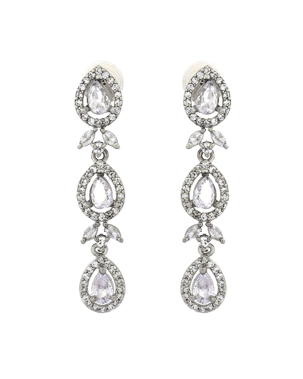 VOJ Silver Plated Ad Stone Studded Floral Jewellery Set | Grocsy