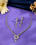 VOJ Silver Plated Ad Stone Studded Floral Jewellery Set | Grocsy